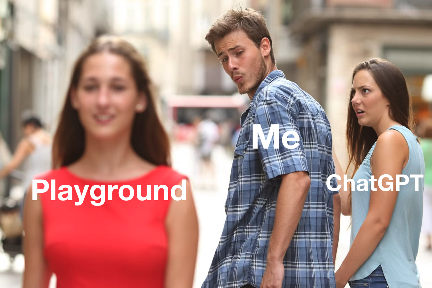 meme depicting ChatGPT vs Playground